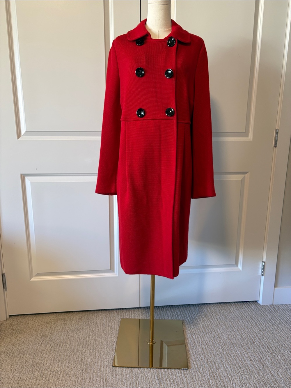 Luisa Spagnoli Vibrant Red Double-Breasted knit dress coat